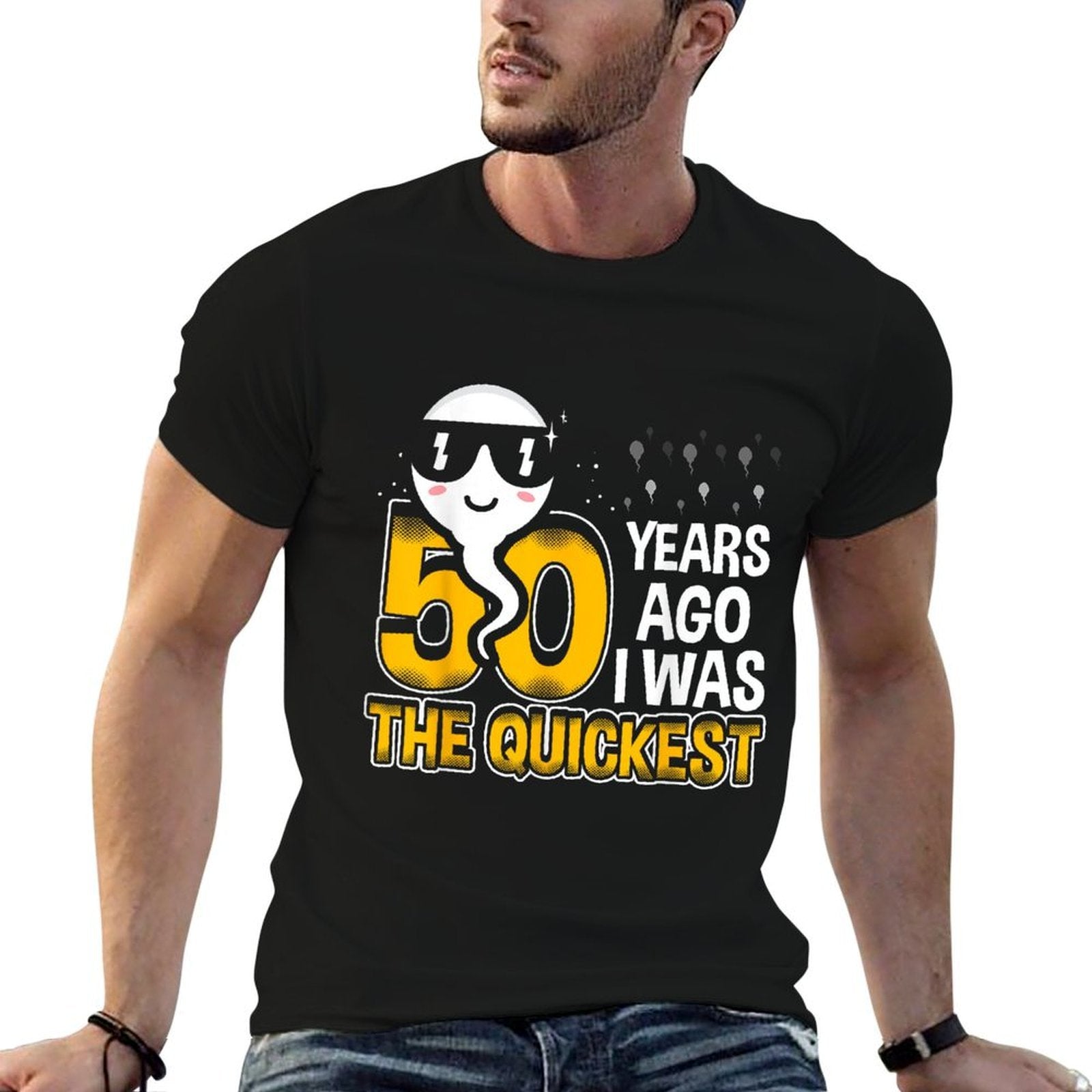 50 Years Ago I Was The Quickest 50th Birthday Funny  Oversized Silhouette T-Shirt