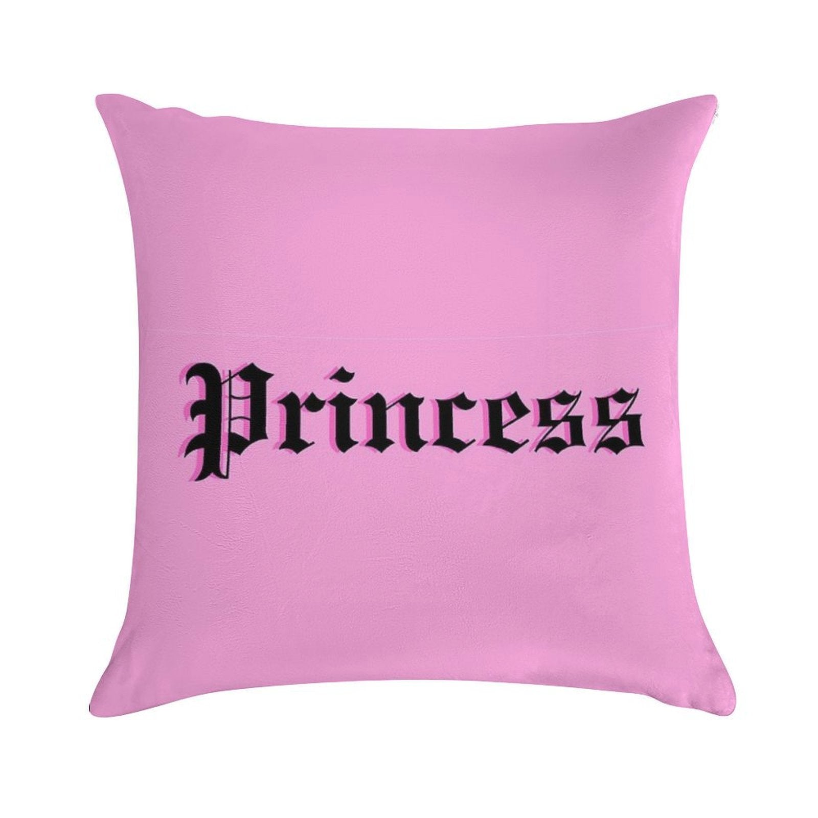 Old-English Princess (pink Background, Dark Pink Shadow, Black Lettering) Soft Washable Throw Pillow