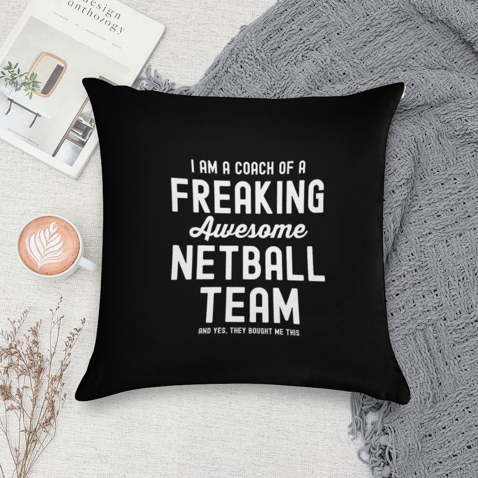 Netball Coach Trainer Gift Soft Short Plush Fabric Throw Pillow