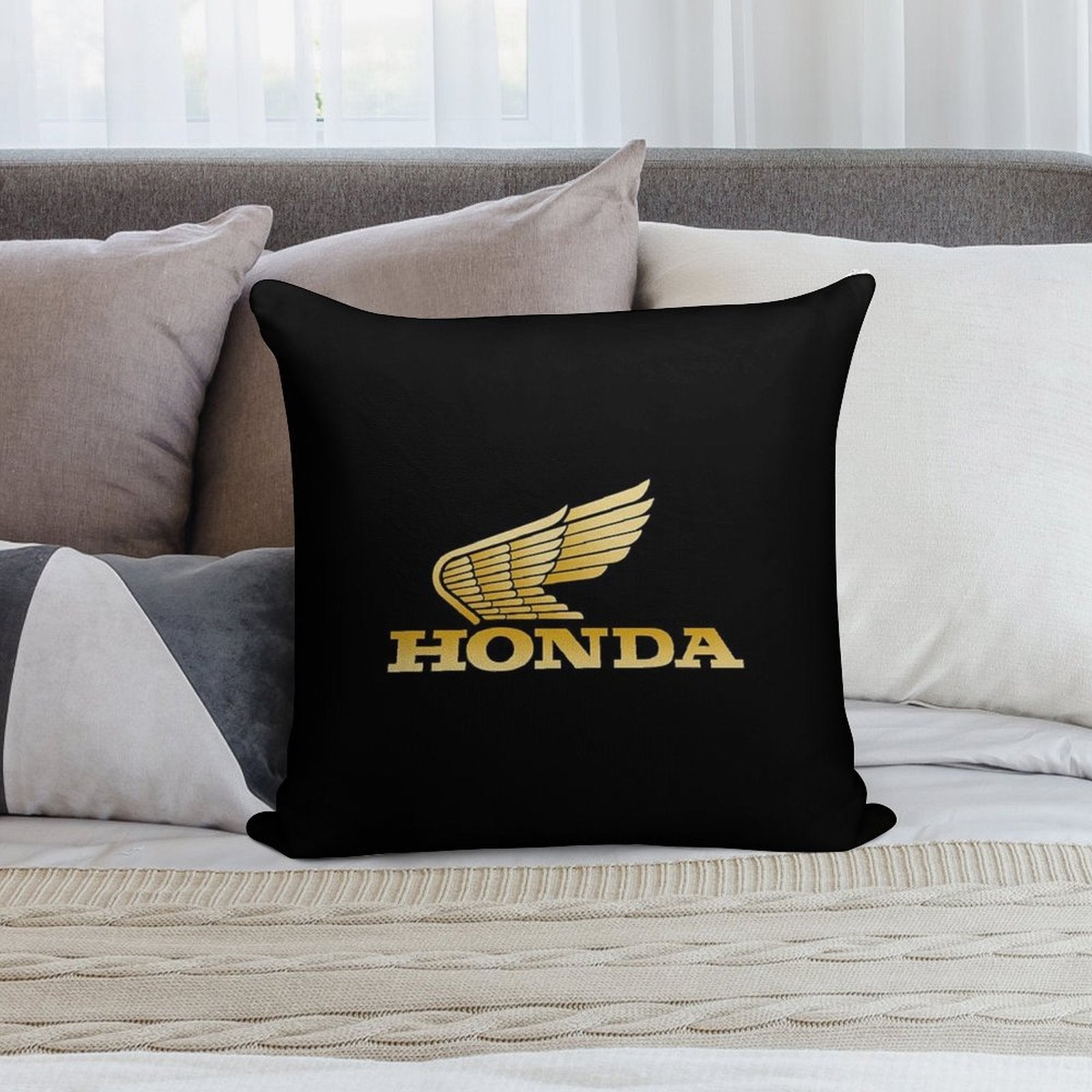 Winged Honda Retro Soft Durable Construction Throw Pillow