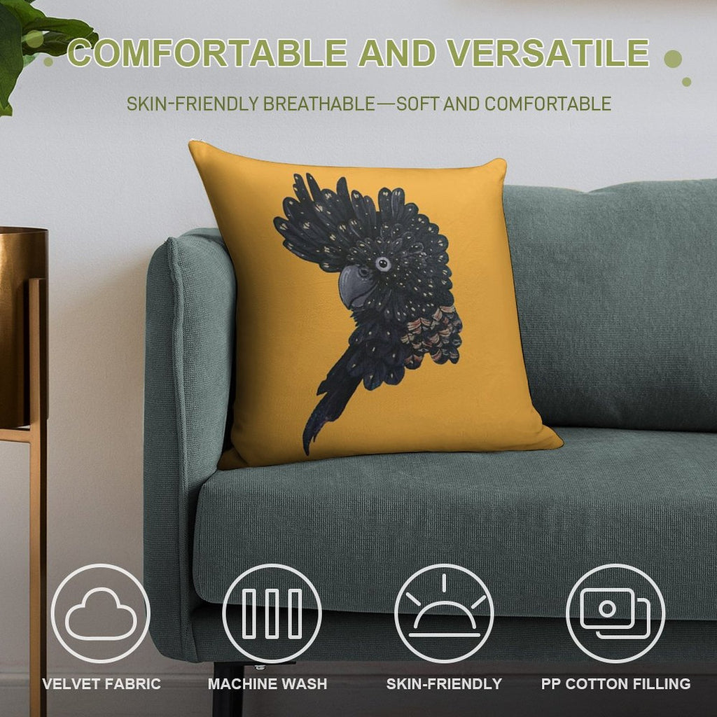 Red Tailed Black Cockatoo Soft Bedroom Essential Throw Pillow