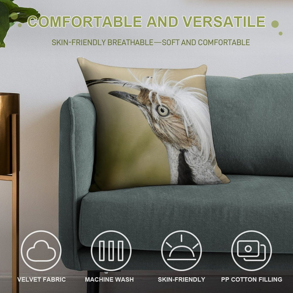 Asian Houbara Bustard Soft High-Density Material Throw Pillow