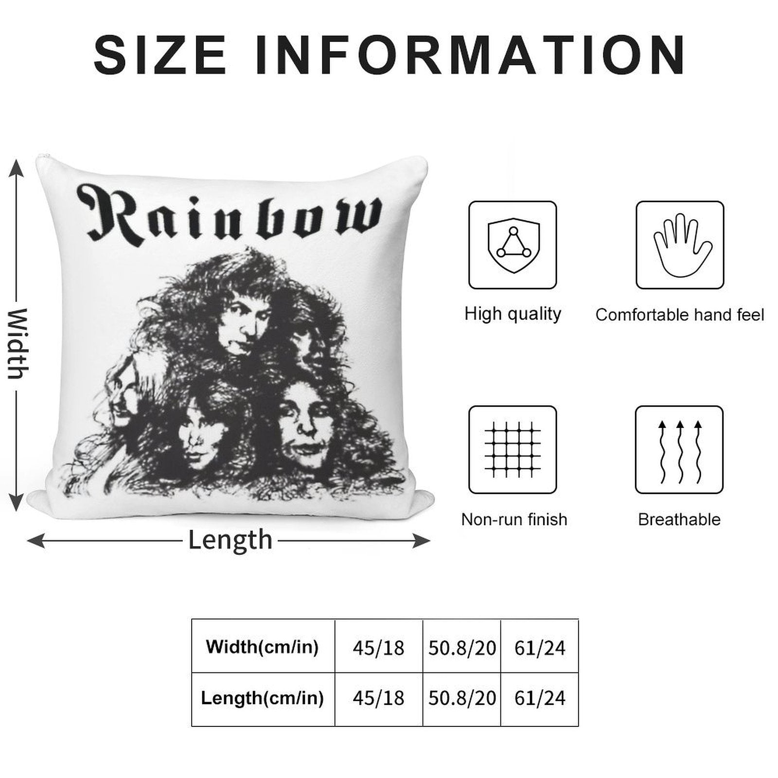 Rainbow Black Skets Soft Reinforced Edging Throw Pillow