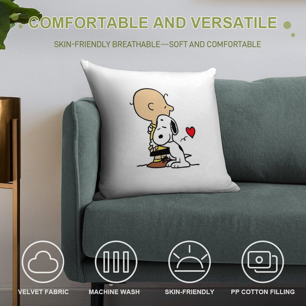 Minimalist Black And White Polkadots Soft Short Plush Fabric Throw Pillow