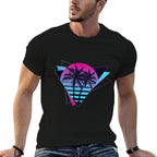 80s 90s Retro Sunset Palm Trees Vaporwave Aesthetic Art  Easy-care T-Shirt