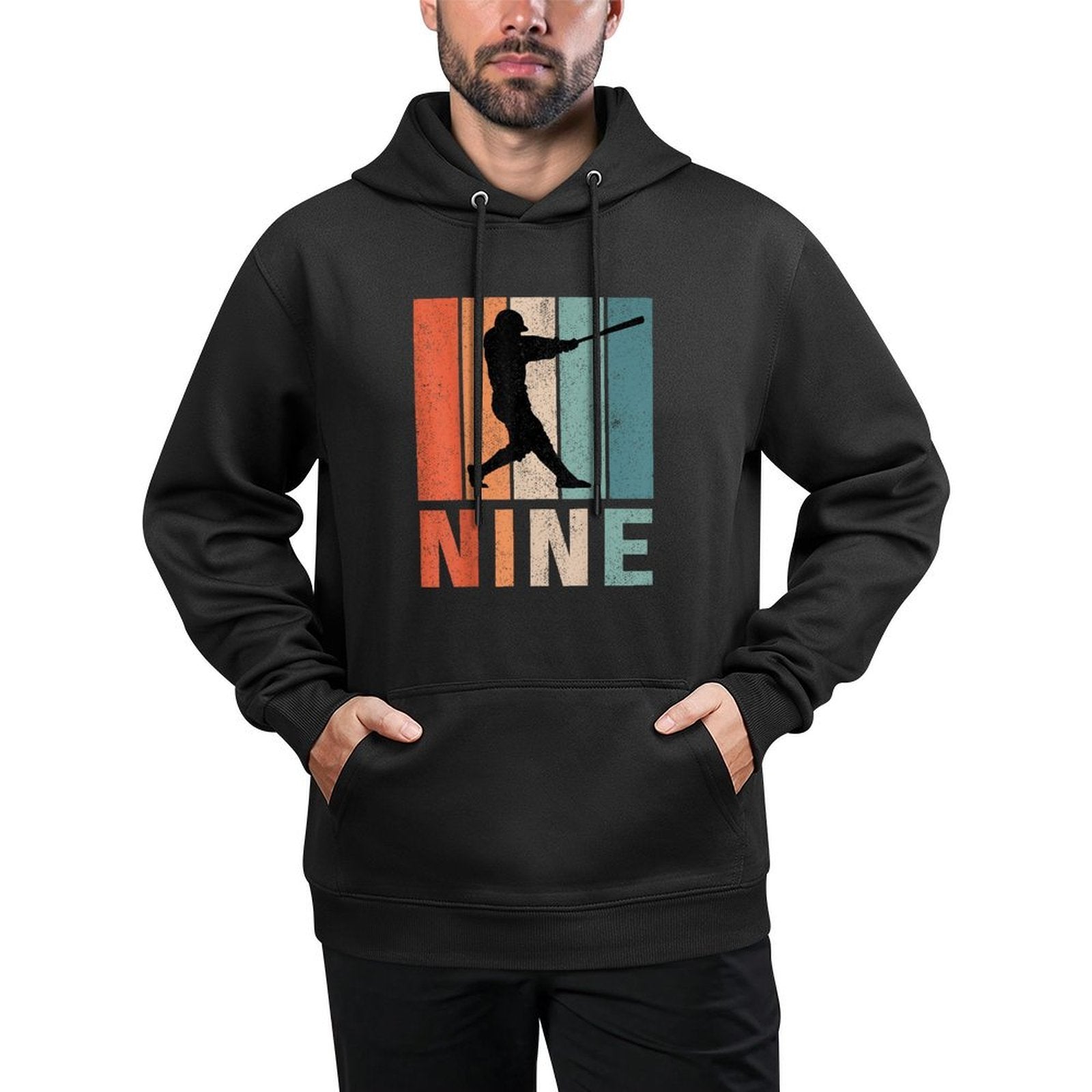 9th Birthday Retro Baseball Player Boys Kids 9 Years Old Colorfast Hoodie