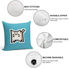 White Pixel-Cat Soft Home Decor Throw Pillow