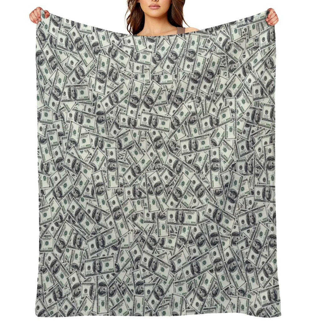 Giant Money Background 100 Dollar Bills Quick-dry Throw Blanket