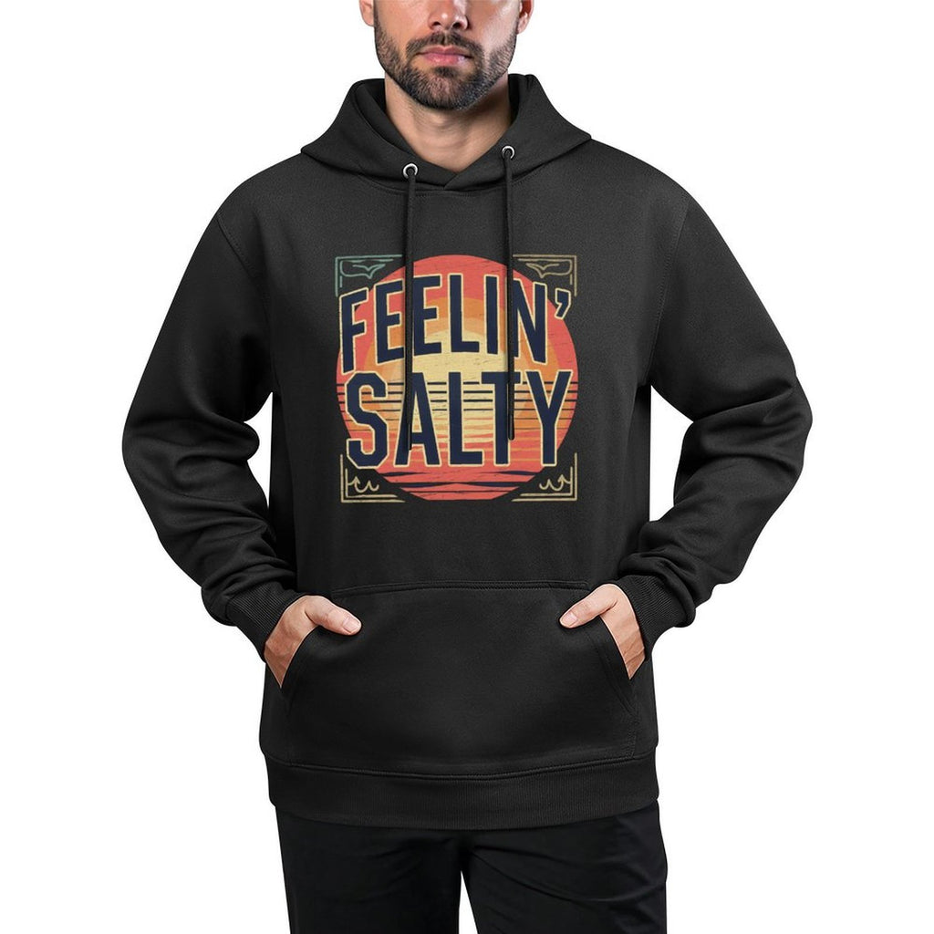 Feelin Salty Tshirt Beach Summer Vacation Vintage 70s Retro Sweatshirt Kangaroo Pocket Hoodie