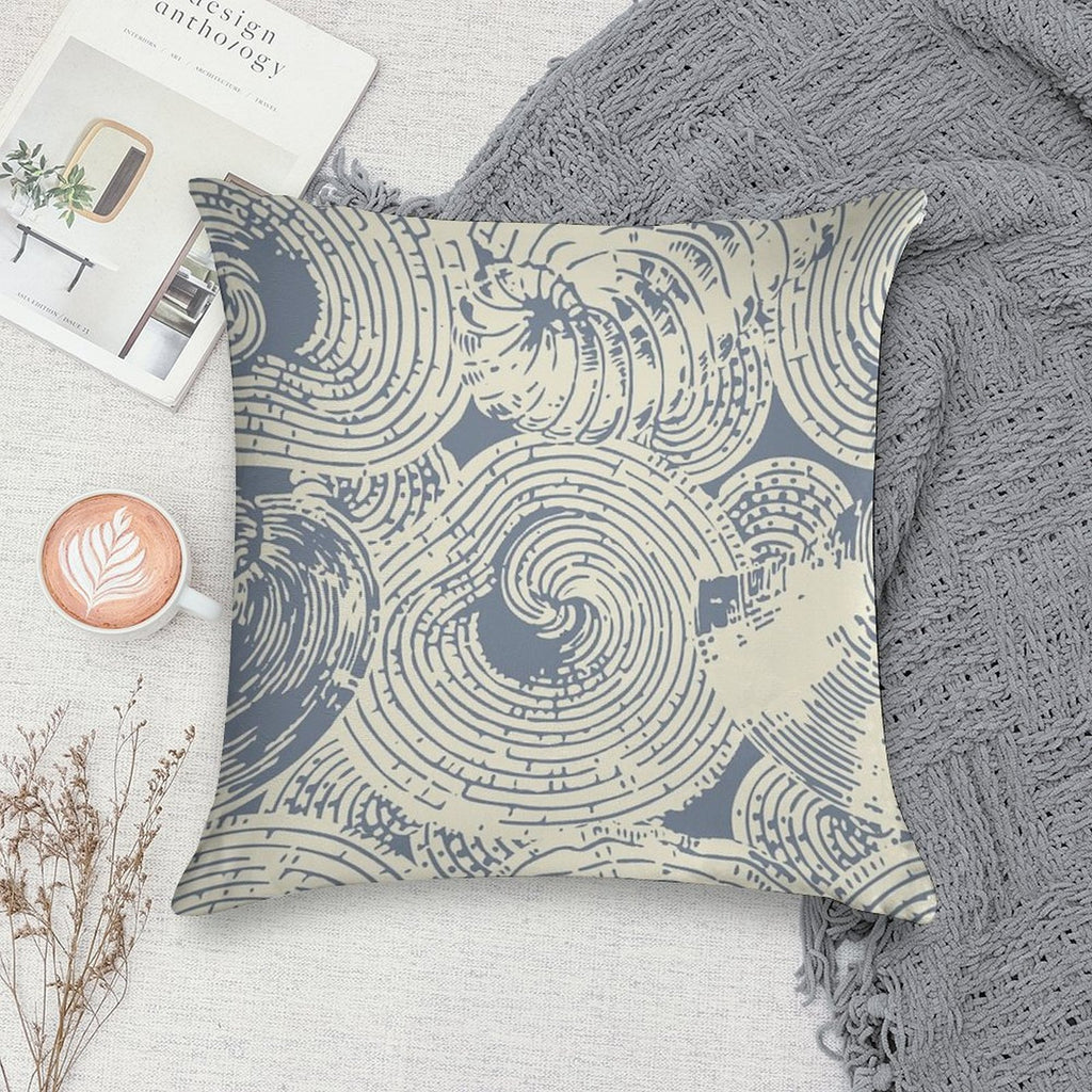 Shells And Swirls, Cool Gray And Cream Soft Washable Throw Pillow