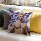 Sexy Guy Portrait Maurice Escher Inspired Background 2 Soft Shrink-Resistant Throw Pillow