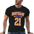 21st Birthday Boy Basketball Lover 21 Years Old Bday  Wrinkle-resistant T-Shirt