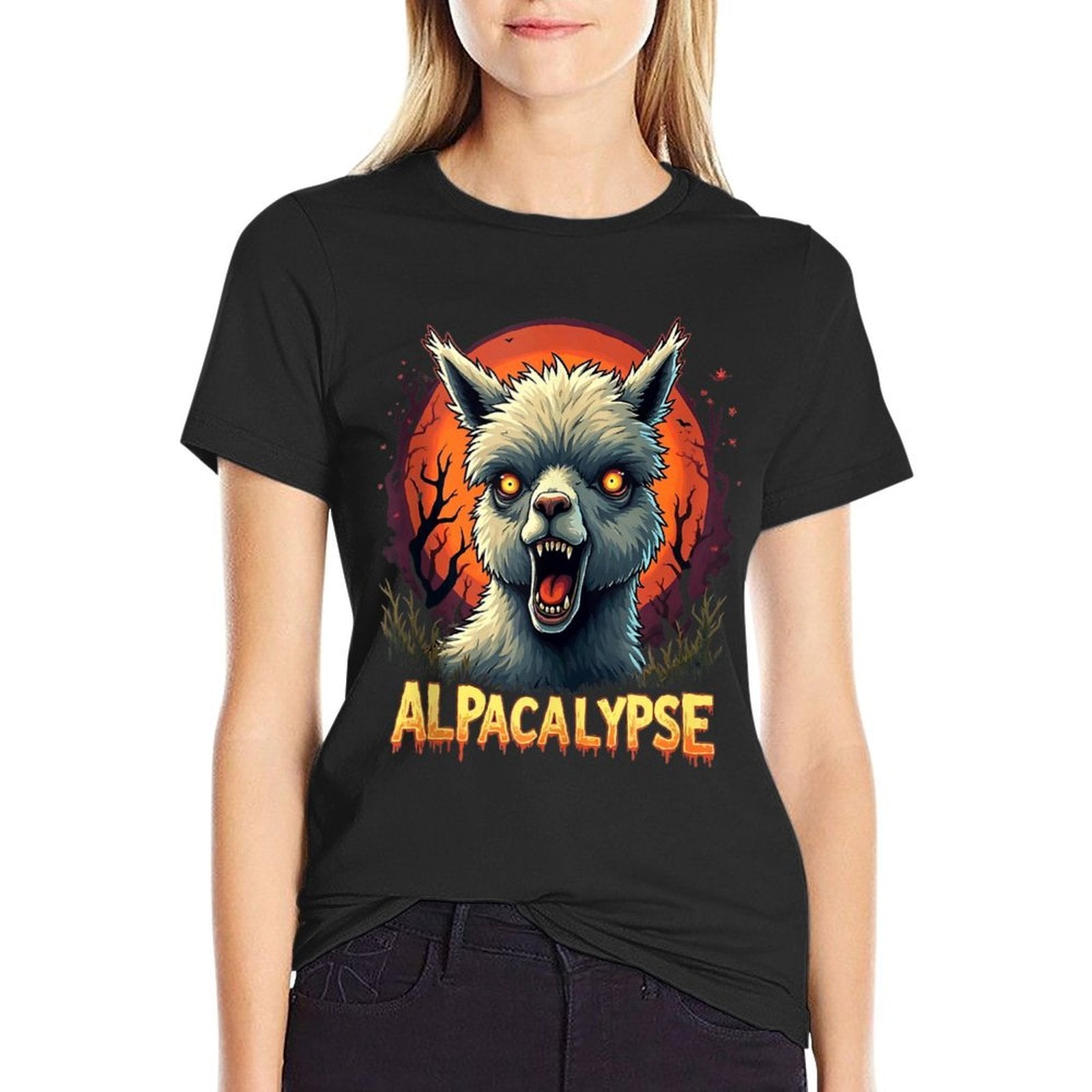 Alpacalypse - Funny Alpaca Zombie Halloween  Vintage-inspired T-Shirt