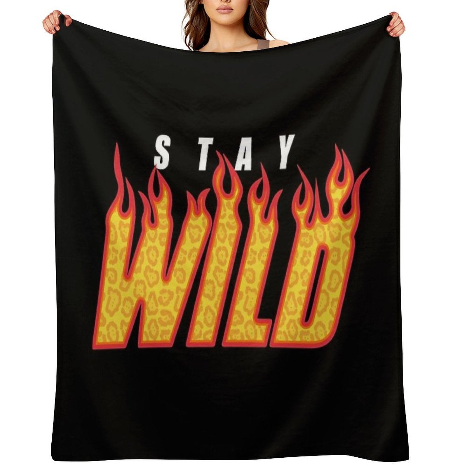 Stay Wild Fire Ben Azelart Lightweight Throw Blanket