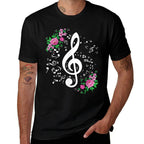 Cut Music Notes Clef Teacher,musical Notes And Flowers  Affordable Price T-Shirt