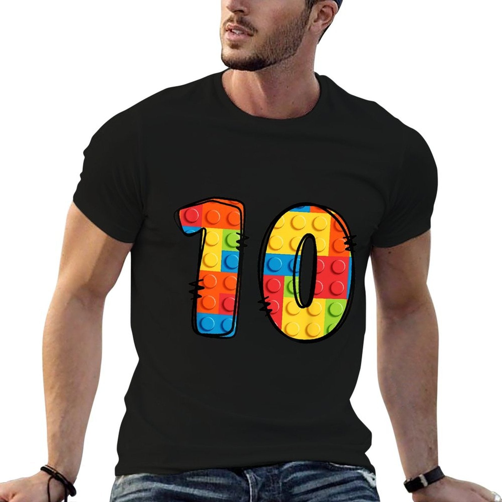 10 Year Old Blocks Building Master Builder 10th Birthday  Slim-fit Cut T-Shirt