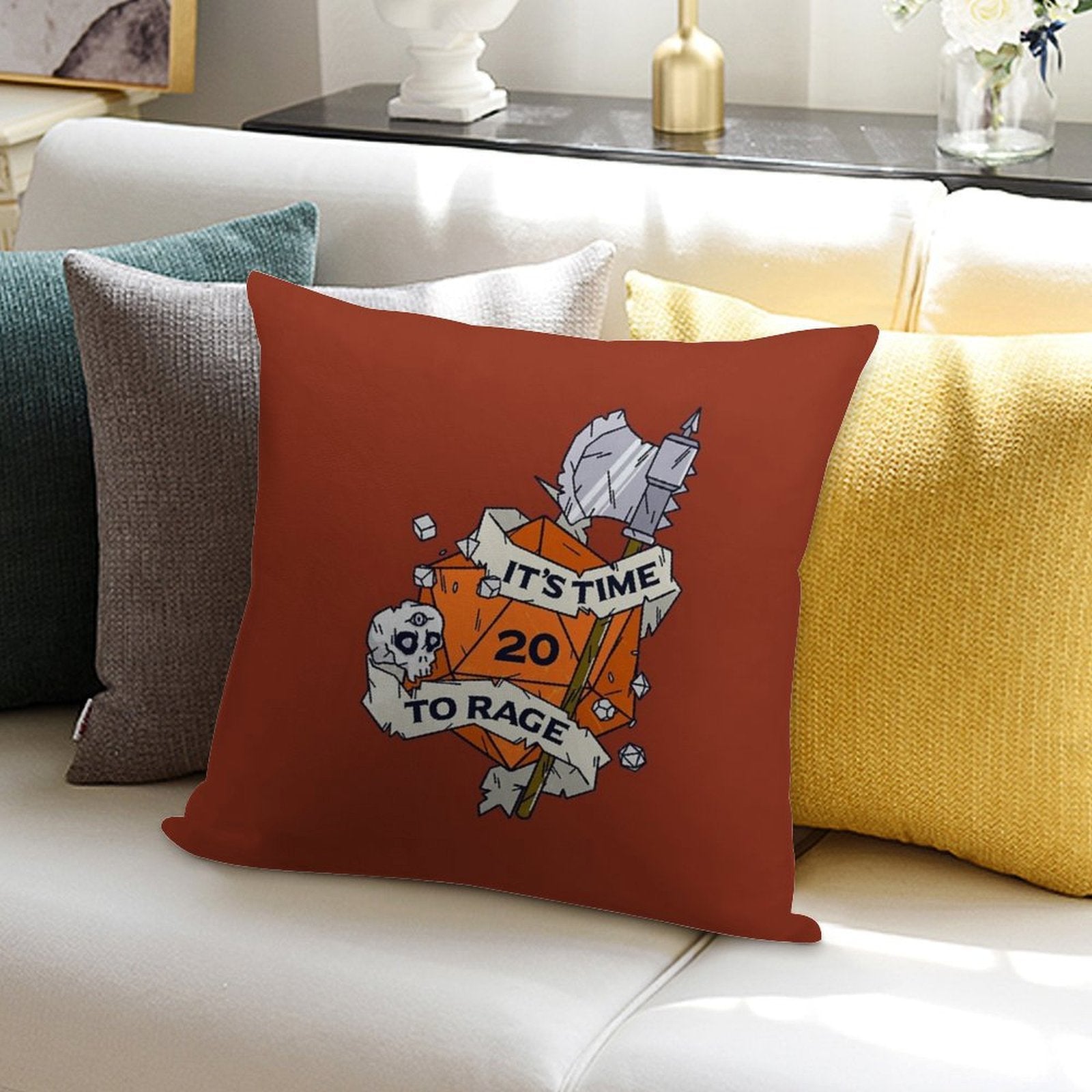 Tabletop RPG Barbarian - It's Time To Rage Soft Style Accent Throw Pillow