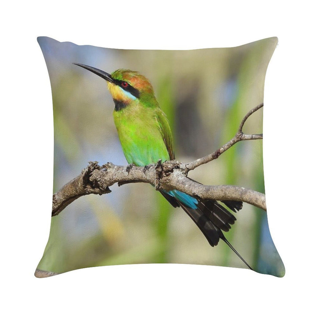 Rainbow Bee-eater Colourful Display Soft Shrink-Resistant Throw Pillow