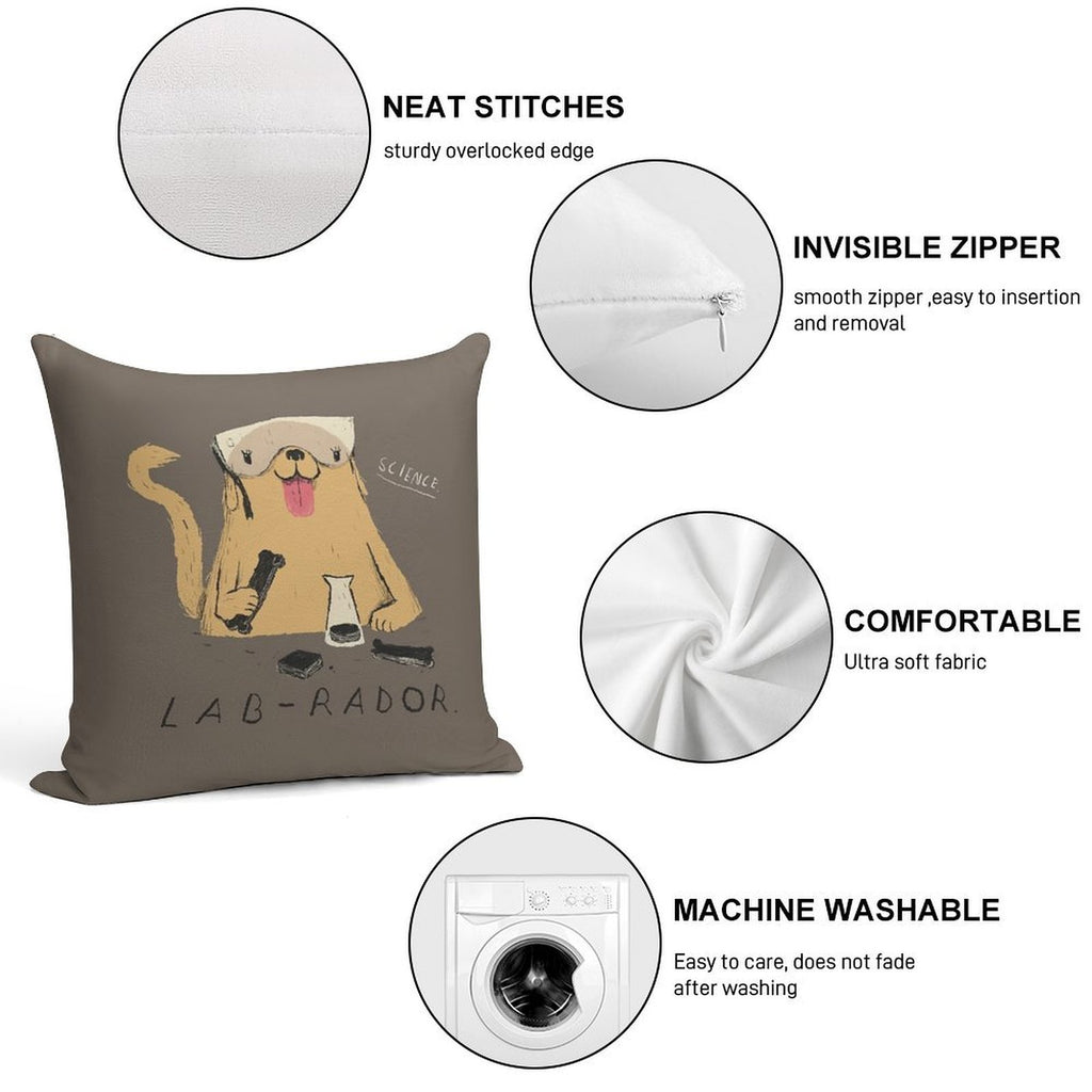 Lab-rador Soft Shrink-Resistant Throw Pillow