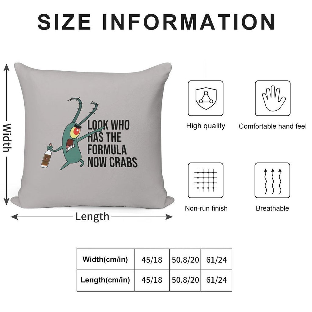 Plankton Secret Formula Handmade Drink Soft High-Density Material Throw Pillow
