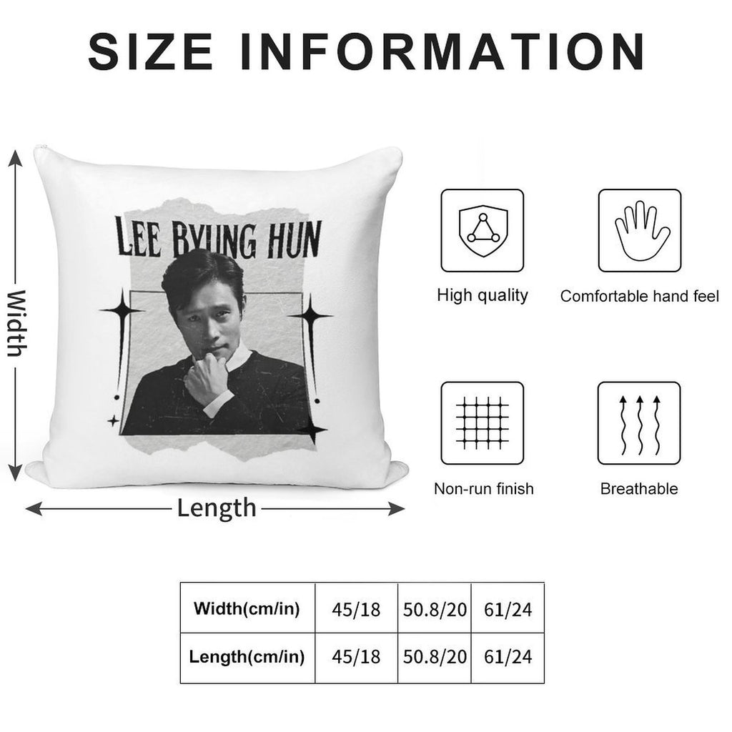 Lee Byung-hun Korean Actor Preppy Black And White Scrapbook Collage Design Soft Multiple Sizes Throw Pillow