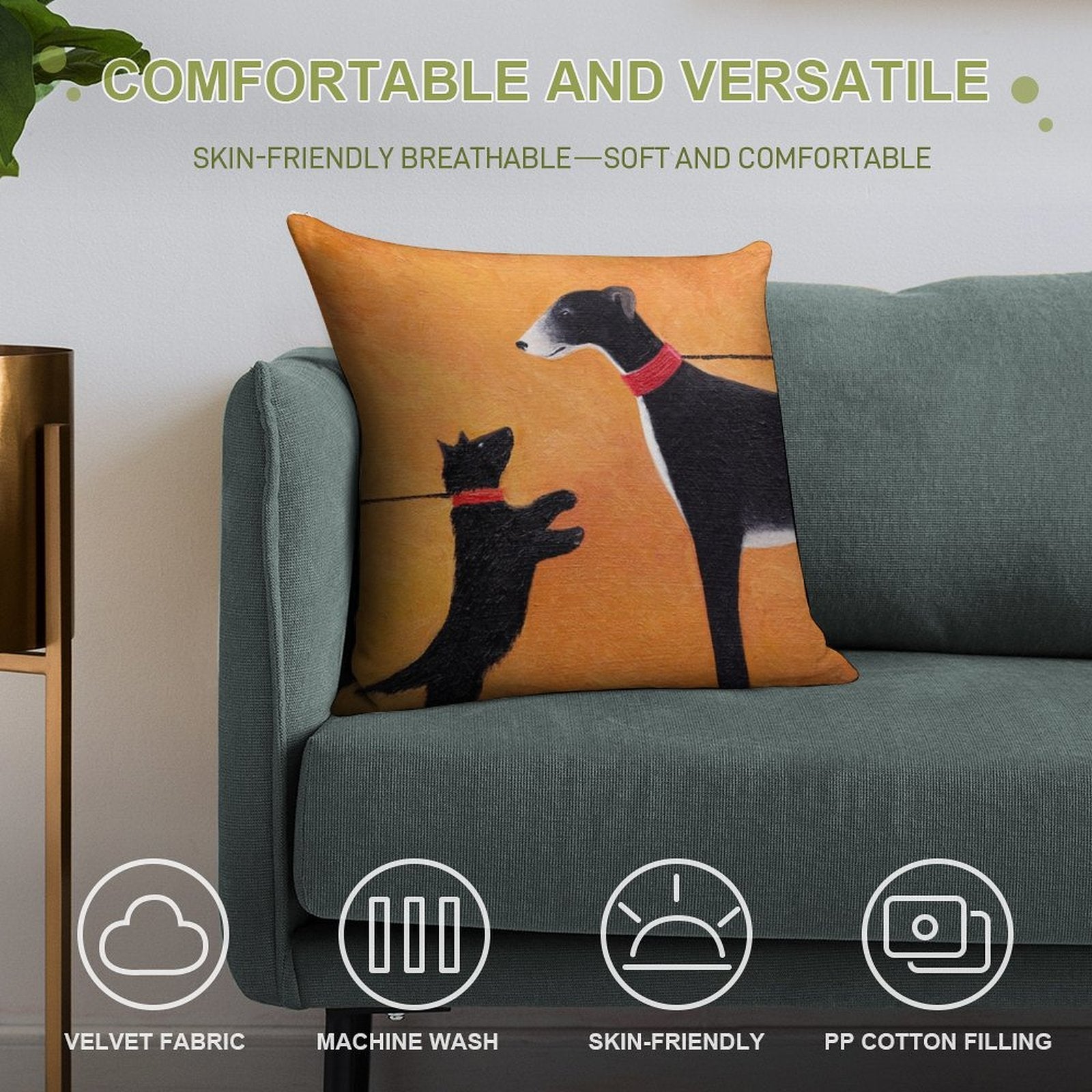 Big Hound Soft Skin-Friendly Throw Pillow