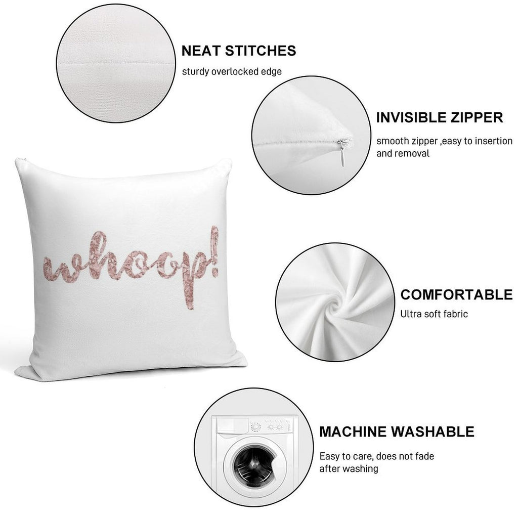 Whoop! Rose Gold Soft Luxury Feel Throw Pillow