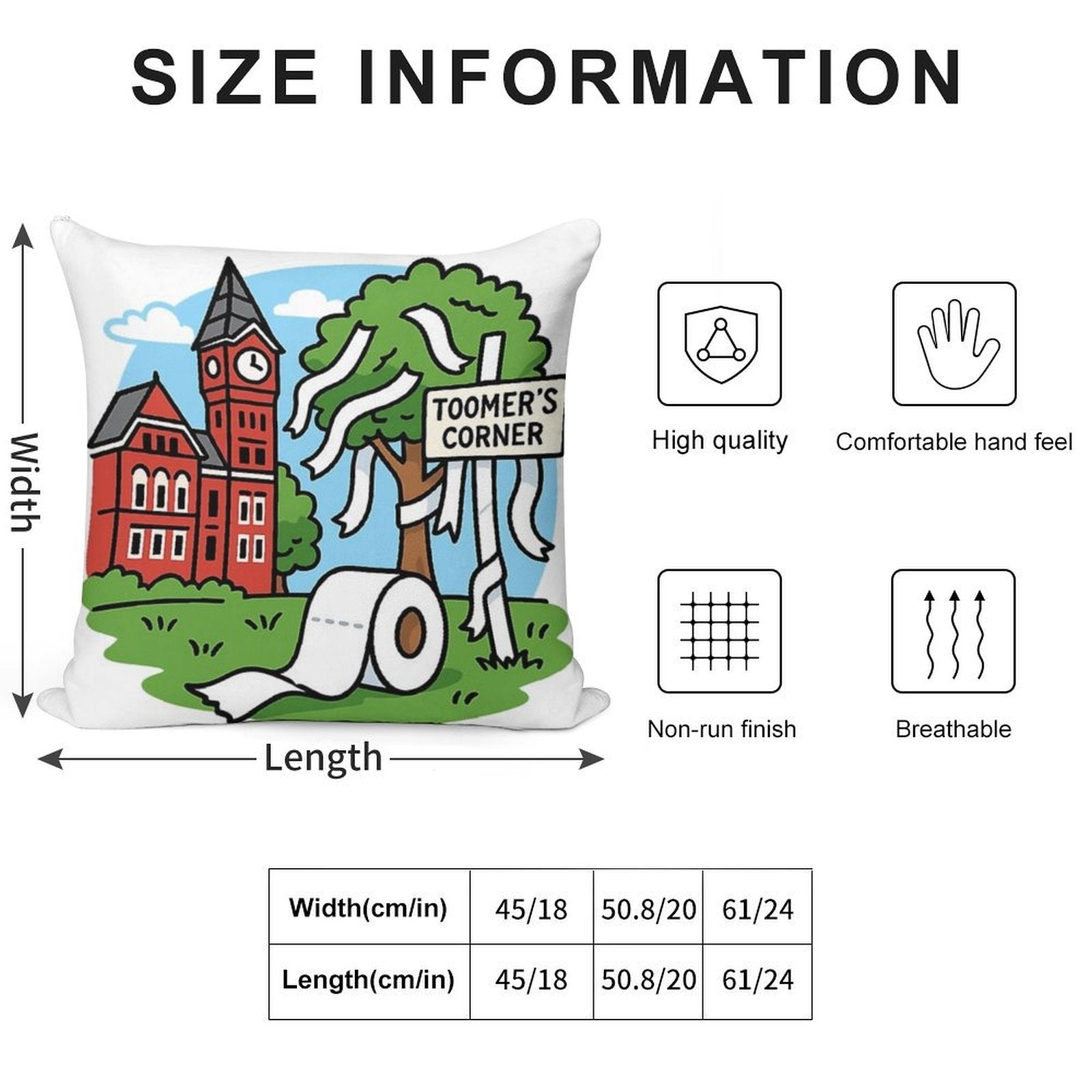 Toomer Auburn Soft Hidden Zipper Throw Pillow