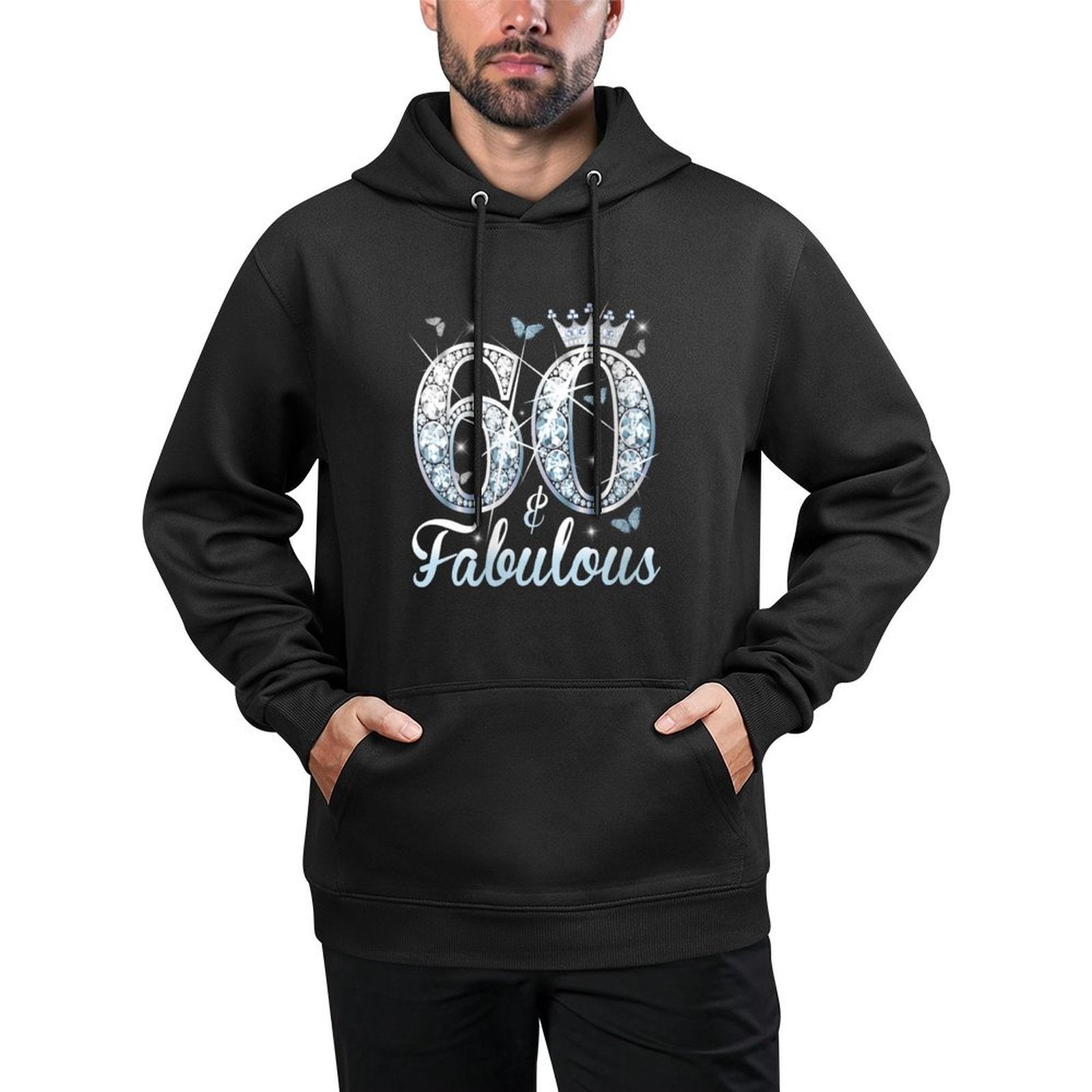 Womens 60 And Fabulous 60th Birthday Diamond Crown Gift Girls Women Breathable Fabric Hoodie