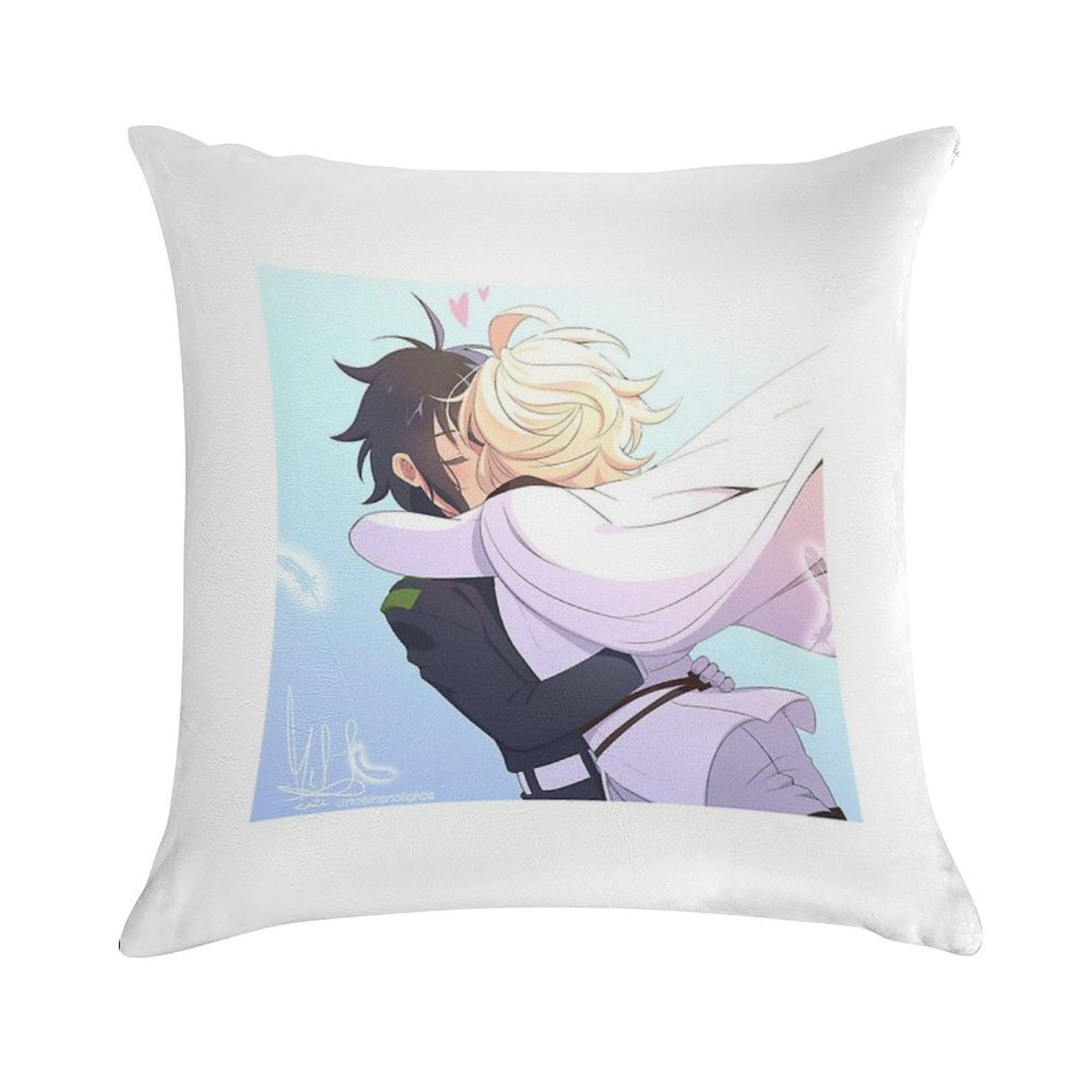 Owari No Seraph MikaYuu Kiss Soft Durable Construction Throw Pillow