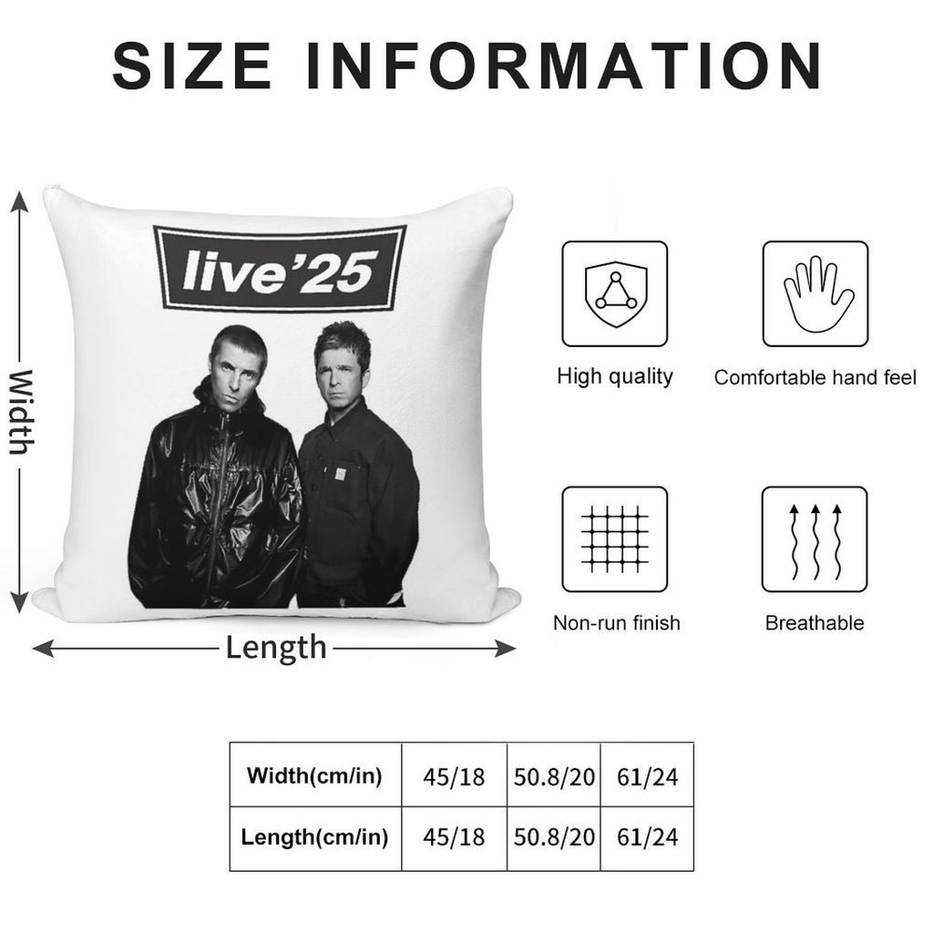 Oasis Live '25 Tour Fan Art Soft Easy Maintenance Throw Pillow