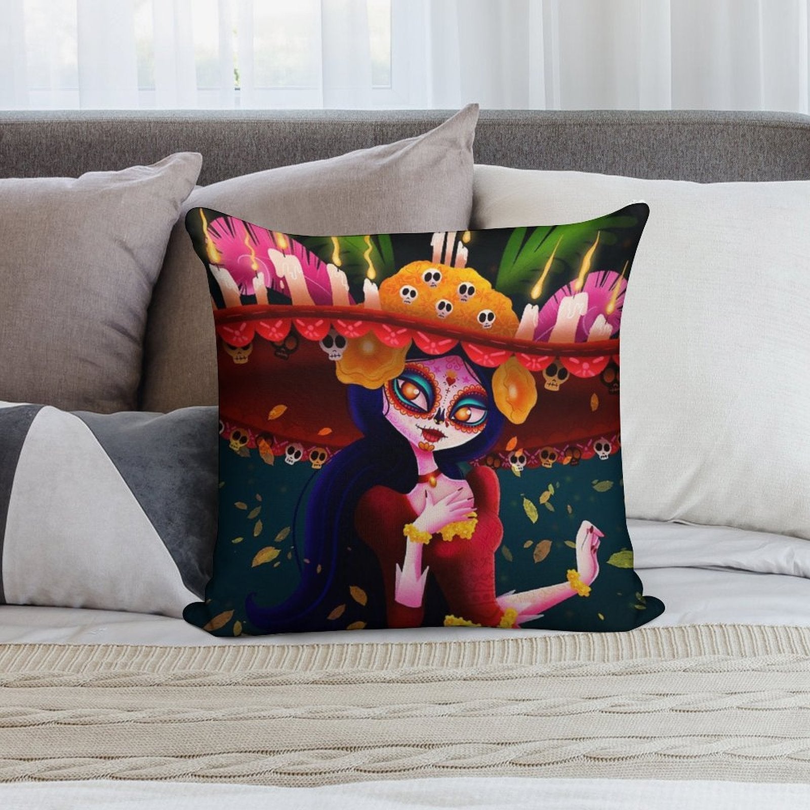 La Muerte - The Book of Life Soft Short Plush Fabric Throw Pillow