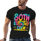 80th Birthday Crew Family, 80th Birthday Party Friends Group  Cotton T-Shirt