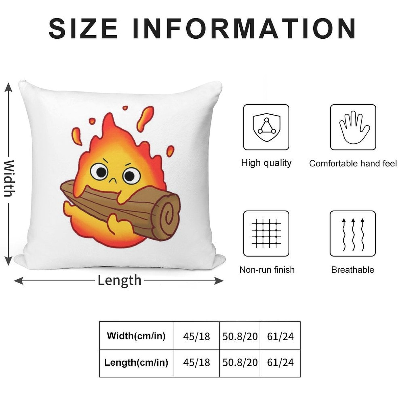 Calcifer (Howl’s Moving Castle) Soft High-Density Material Throw Pillow