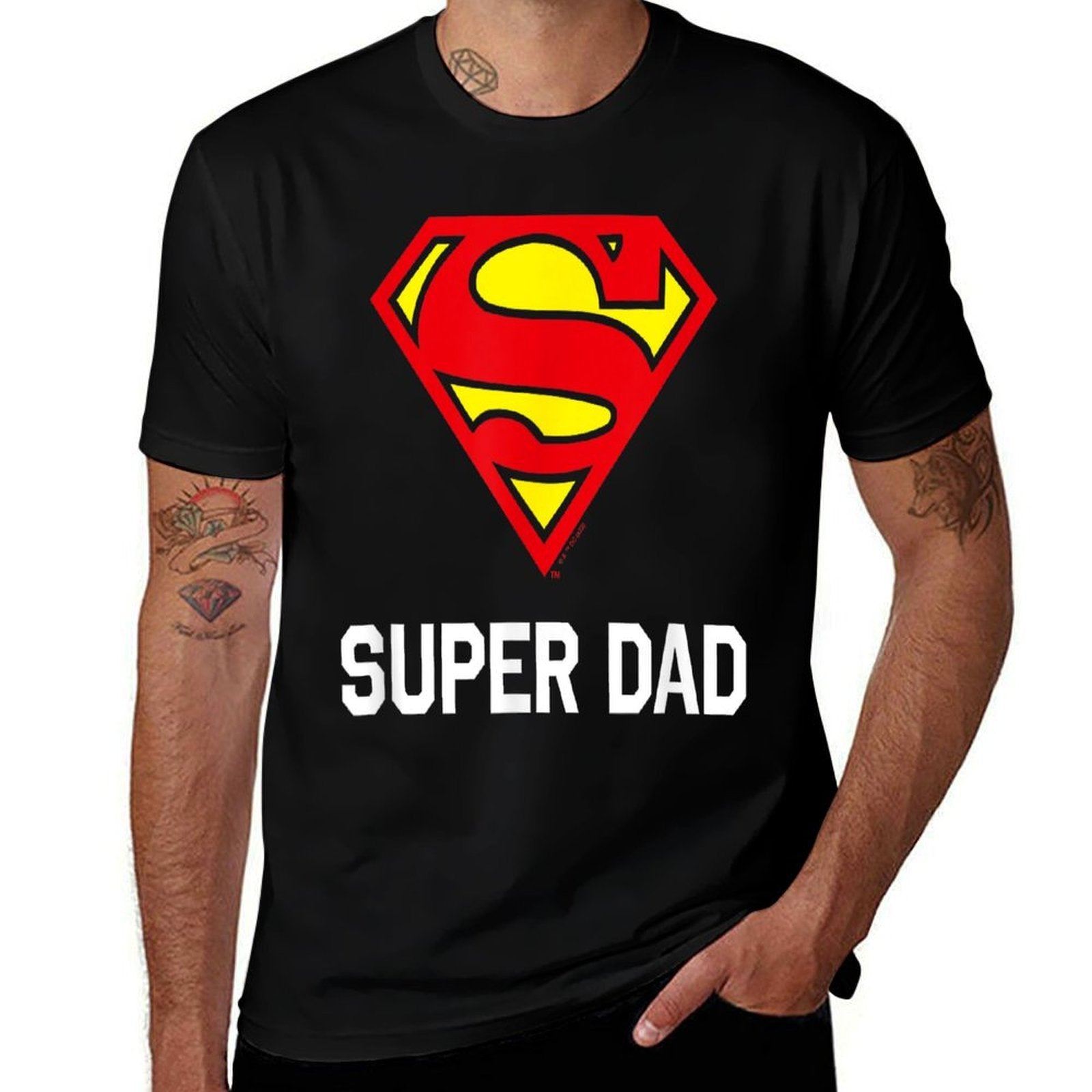 DC Comics Superman Fathers Day Super Dad Logo  Heathered Texture T-Shirt