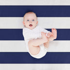 Navy Blue And White Stripes Machine-washable Throw Blanket