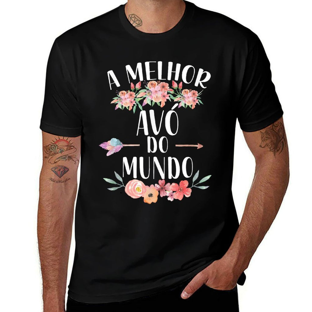 A Melhor Avo Do Mundo Portuguese Grandma Floral  Oversized Silhouette T-Shirt