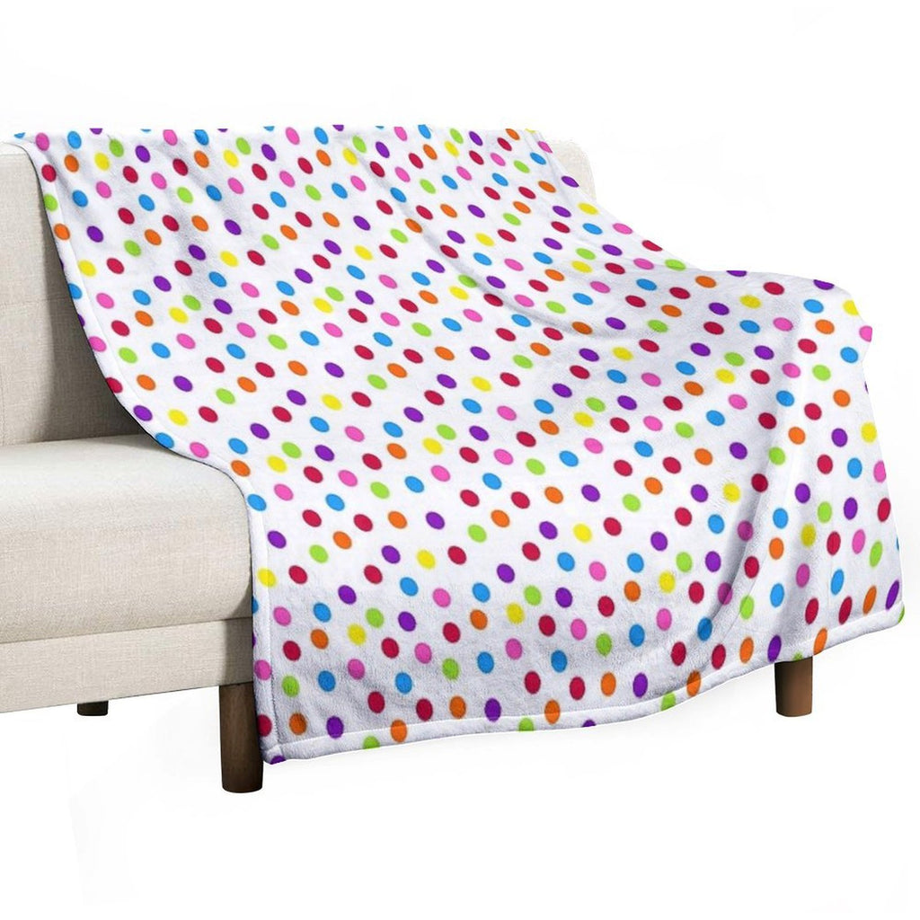 Rainbow Multi-color Confetti Polka Dot All-season Throw Blanket