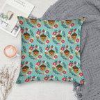 Acorn And Flowers Pattern Design  Blue Soft Durable Construction Throw Pillow