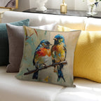 Eastern Bluebird Watercolor Soft Washable Throw Pillow