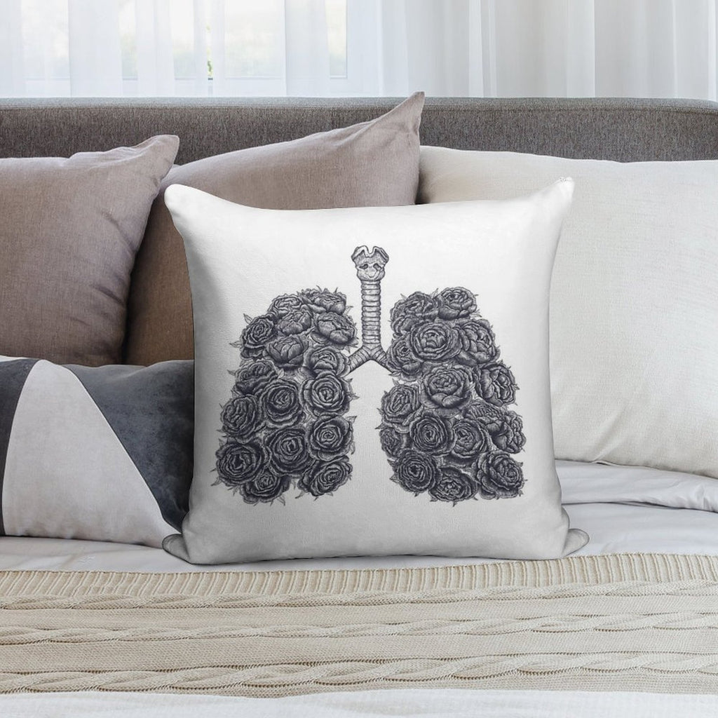 Lungs with Peonies Soft Skin-Friendly Throw Pillow