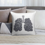 Lungs with Peonies Soft Skin-Friendly Throw Pillow
