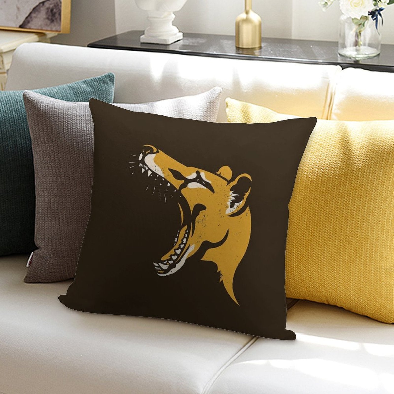 Tasmanian Tiger Stencil Soft Ultra-Soft Texture Throw Pillow