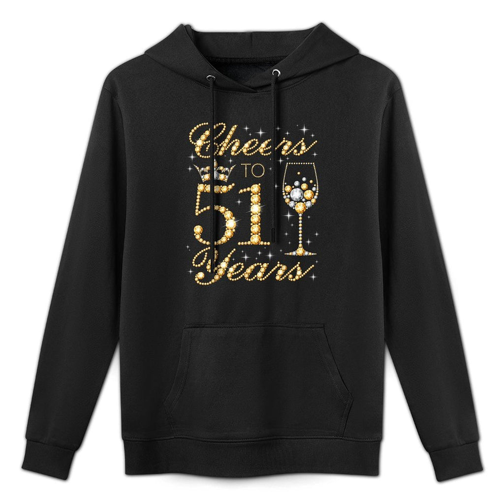 Cheers to 51 Years, 51st Queen's Birthday, 51 Years Old Moisture-Wicking Hoodie