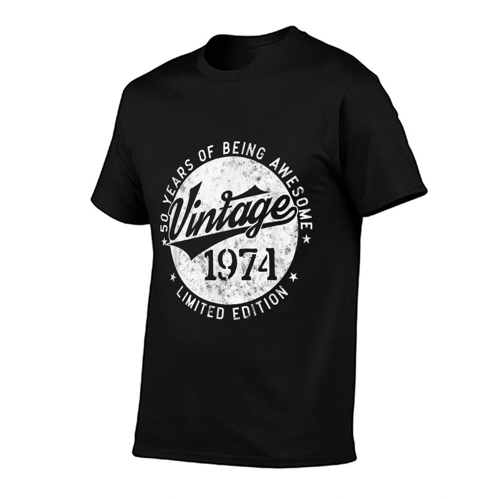50 Years Of Being Awesome 1974 Retro Sunset 80s Decorations  Heathered Texture T-Shirt