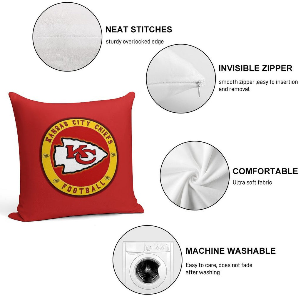 Chiefs-kansas Soft Hidden Zipper Throw Pillow