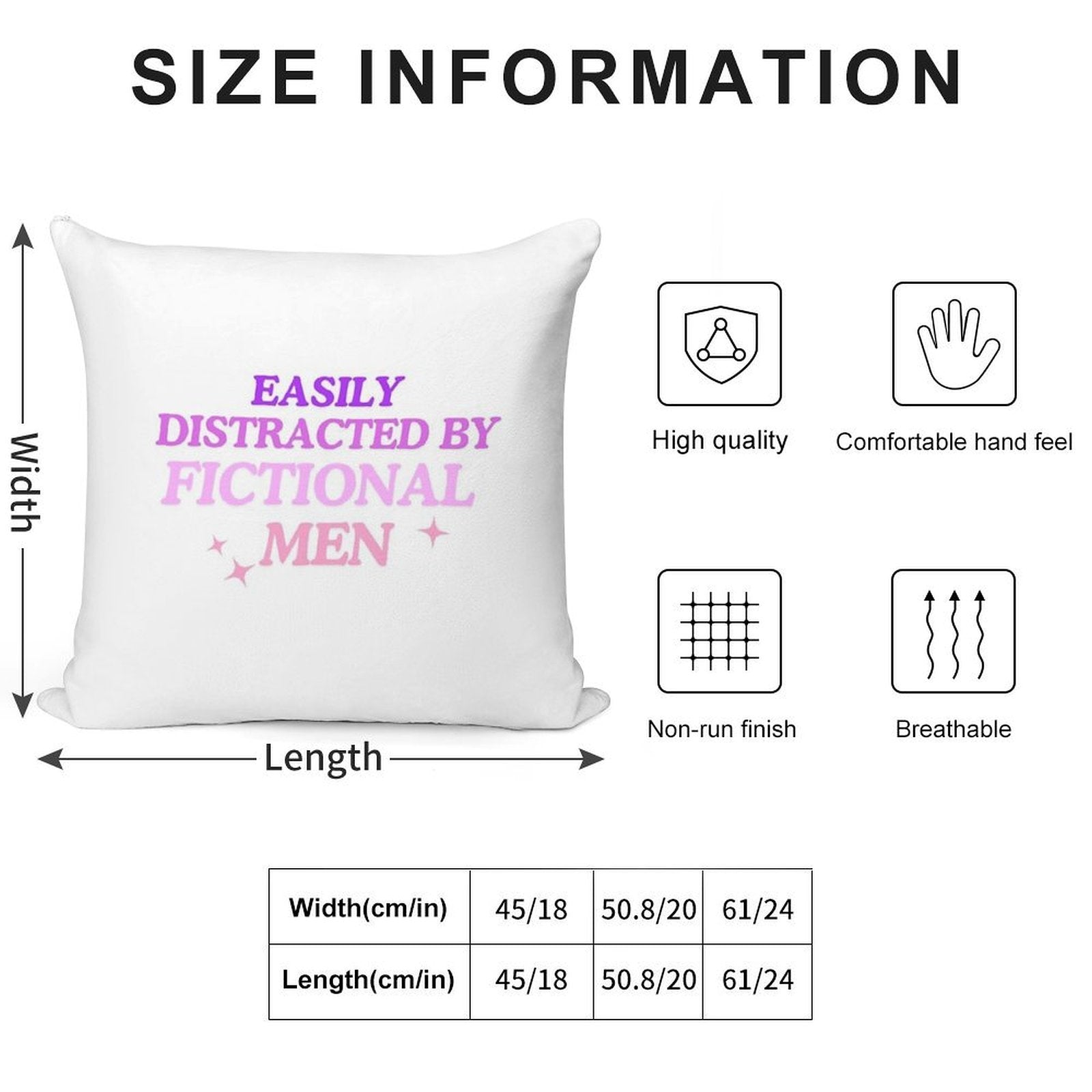 Easily Distracted by Fictional Men Purple Soft Decorative Cover Throw Pillow