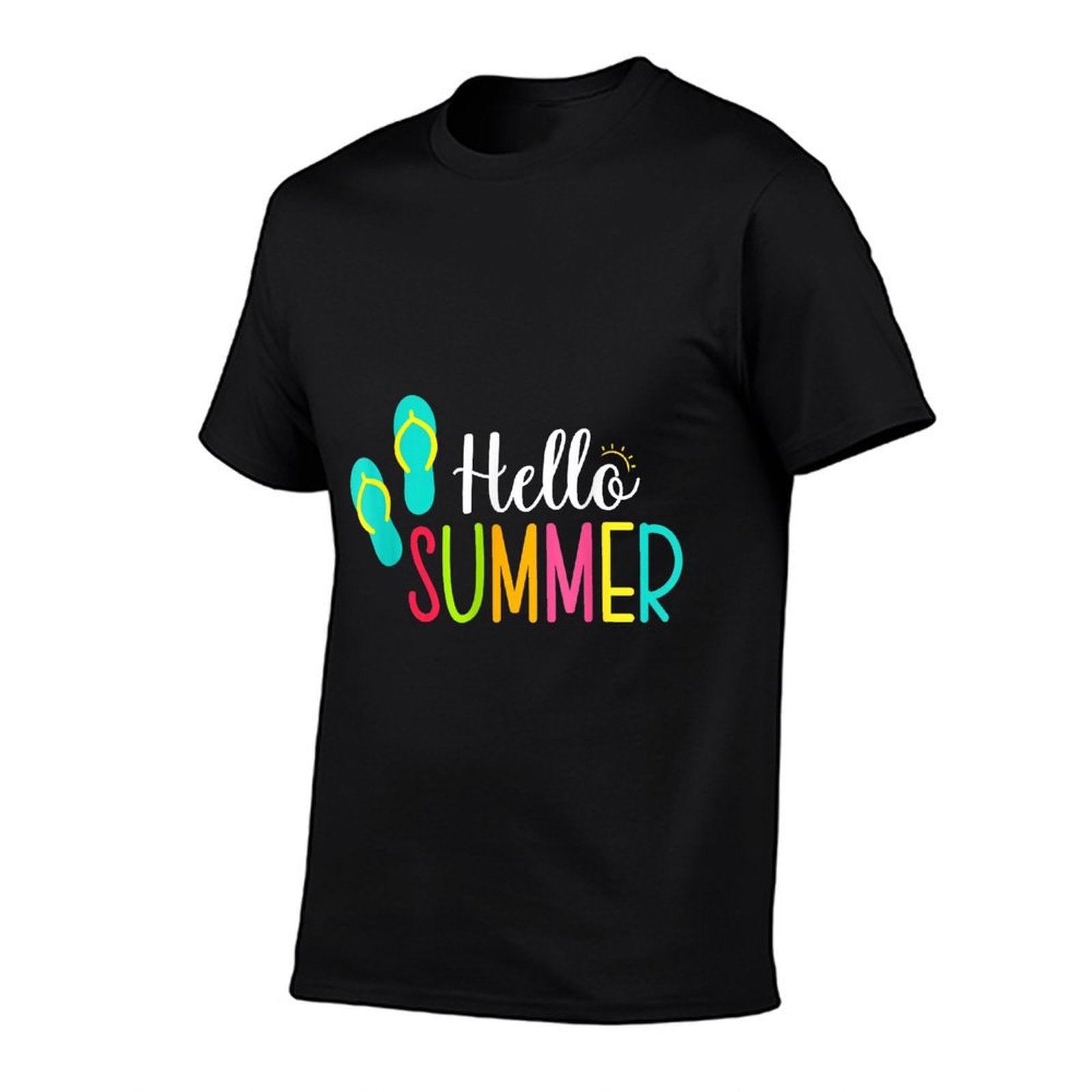Colorful Hello Summer Flip Flops Graphic Funny Sunshine  Lightweight T-Shirt