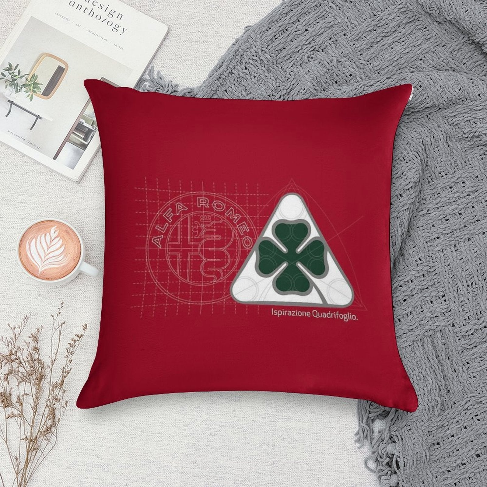 AR Quadrifoglio Construct Type 3 White Background Soft Style Accent Throw Pillow