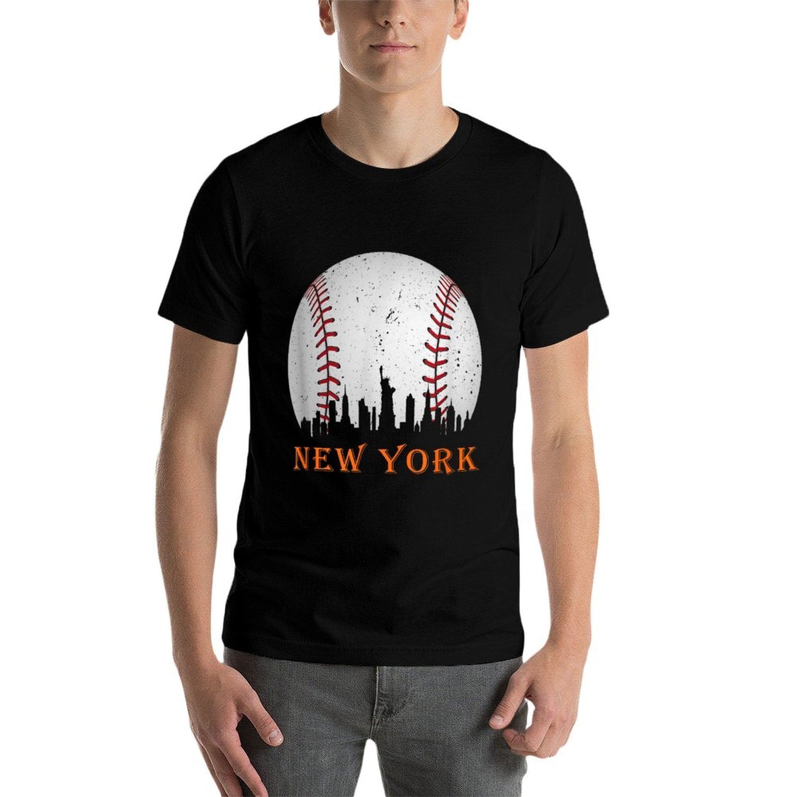 New York NY Skyline Baseball Vintage Met At Gameday  Easy-care T-Shirt